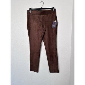 NYDJ Women's Faux Suede Legging Dark Chocolate Size 8P Pull on Lift Tuck NWT